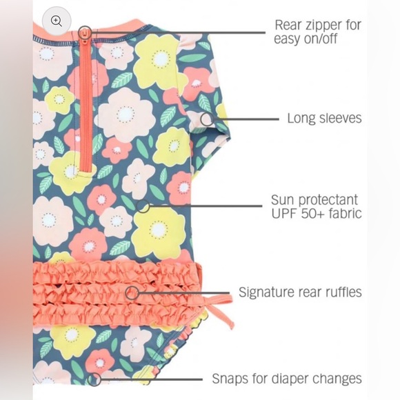 Ruffle Butts Colorful Floral Rashguard - Picture 4 of 8